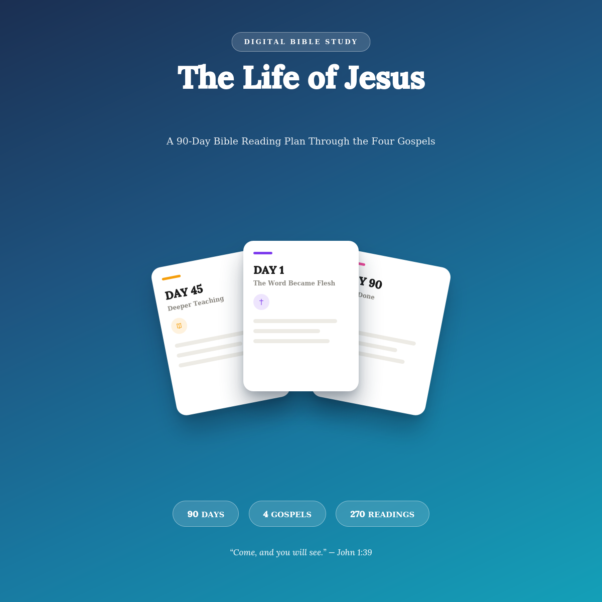90-DAY - Bible Reading Plan - The Life of Jesus - PDF (Blue Design)
